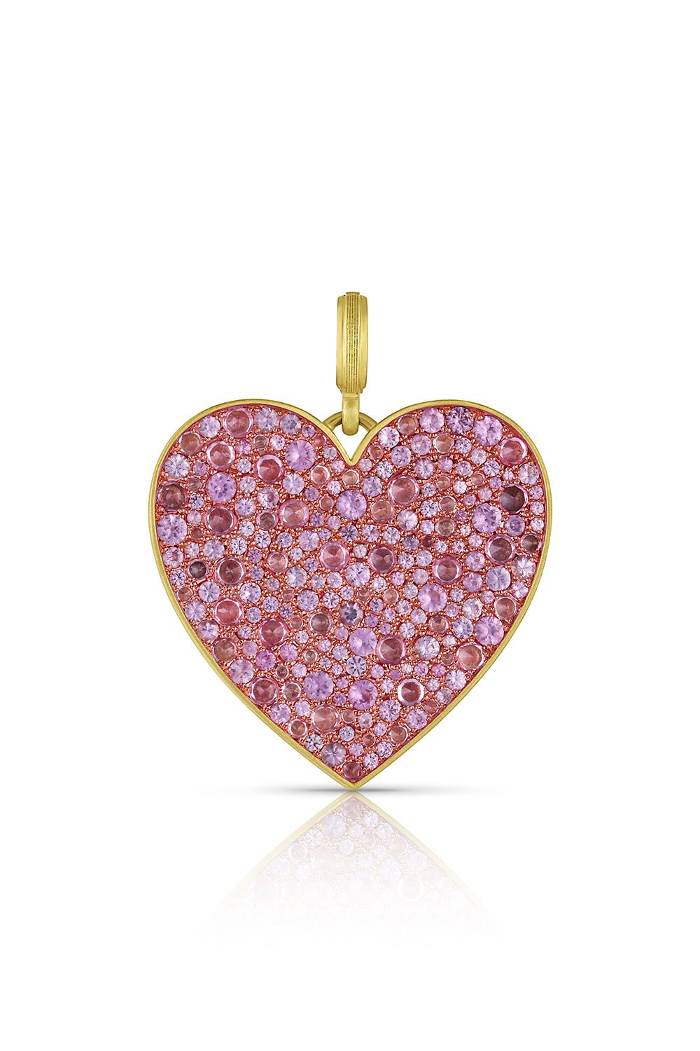 LEIGH MAXWELL-Large Pink Sapphire Heart Pendant-YELLOW GOLD