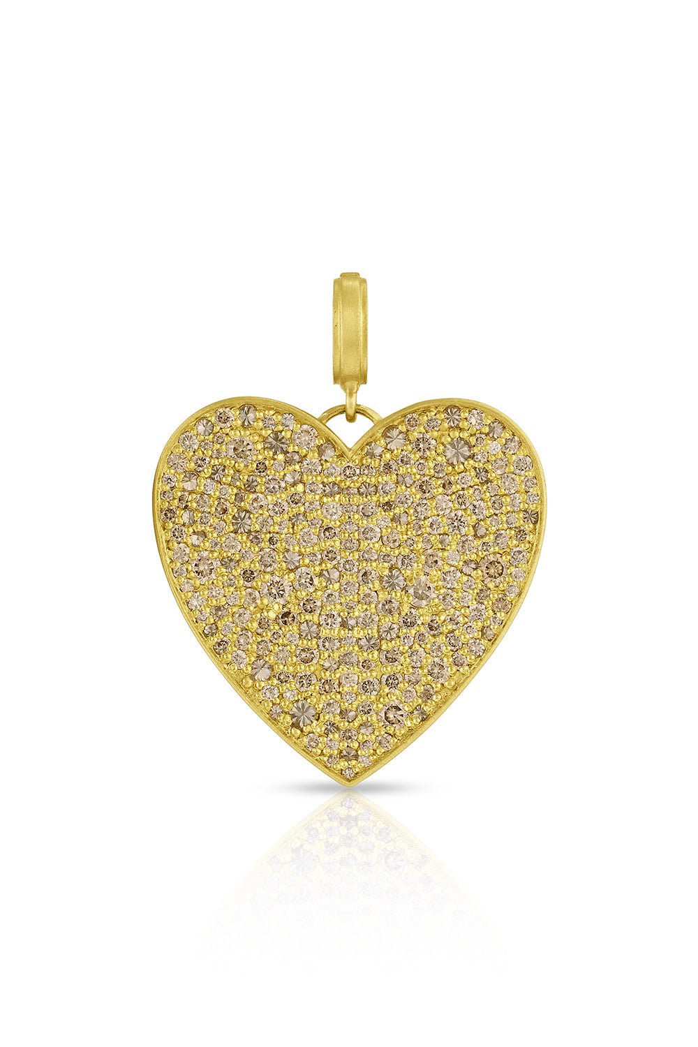 LEIGH MAXWELL-Medium Champagne Diamond Heart Pendant-YELLOW GOLD