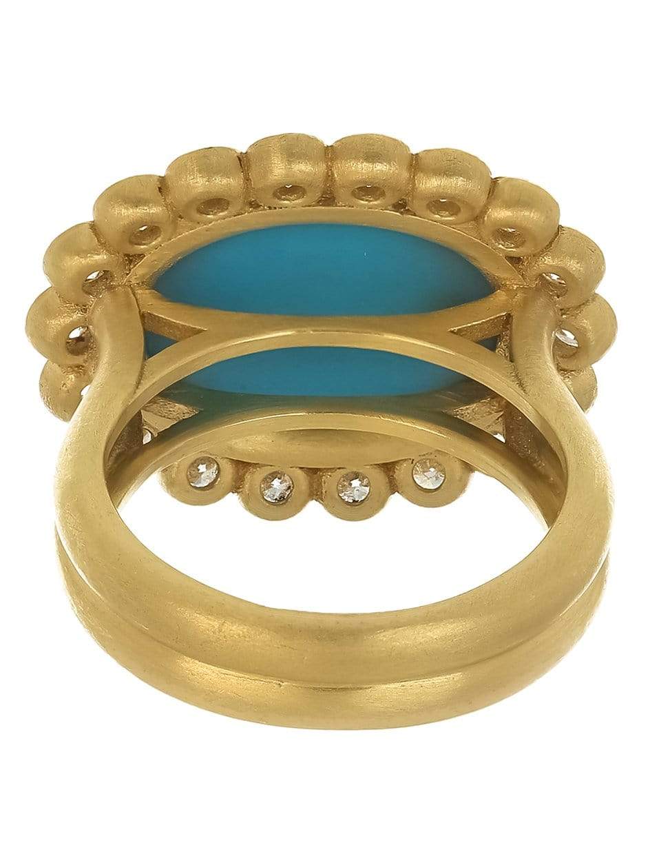LEIGH MAXWELL-East/West Turquoise and Diamond Ring-YELLOW GOLD