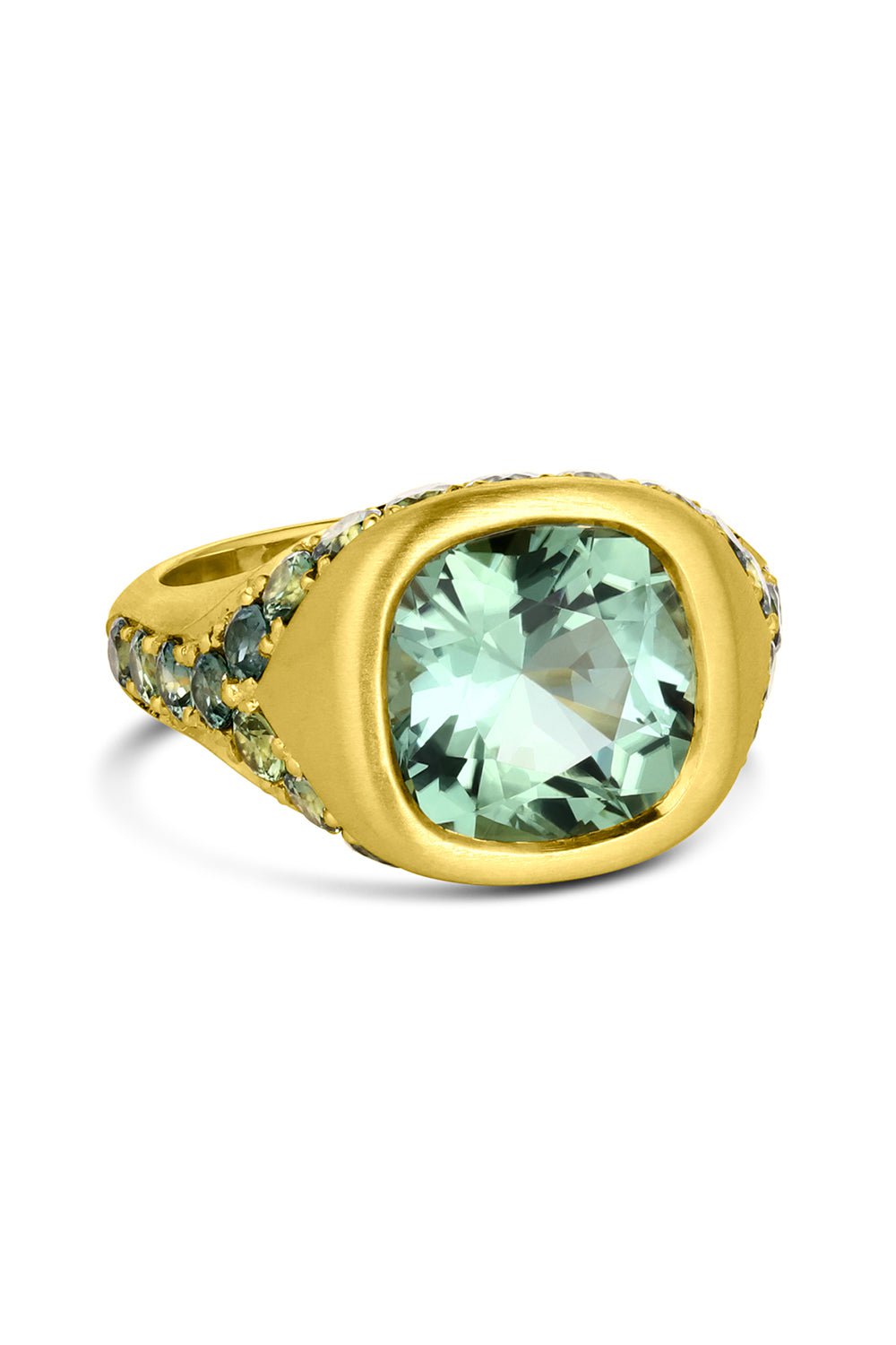 LEIGH MAXWELL-Green Tourmaline Bezel Set Ring-YELLOW GOLD