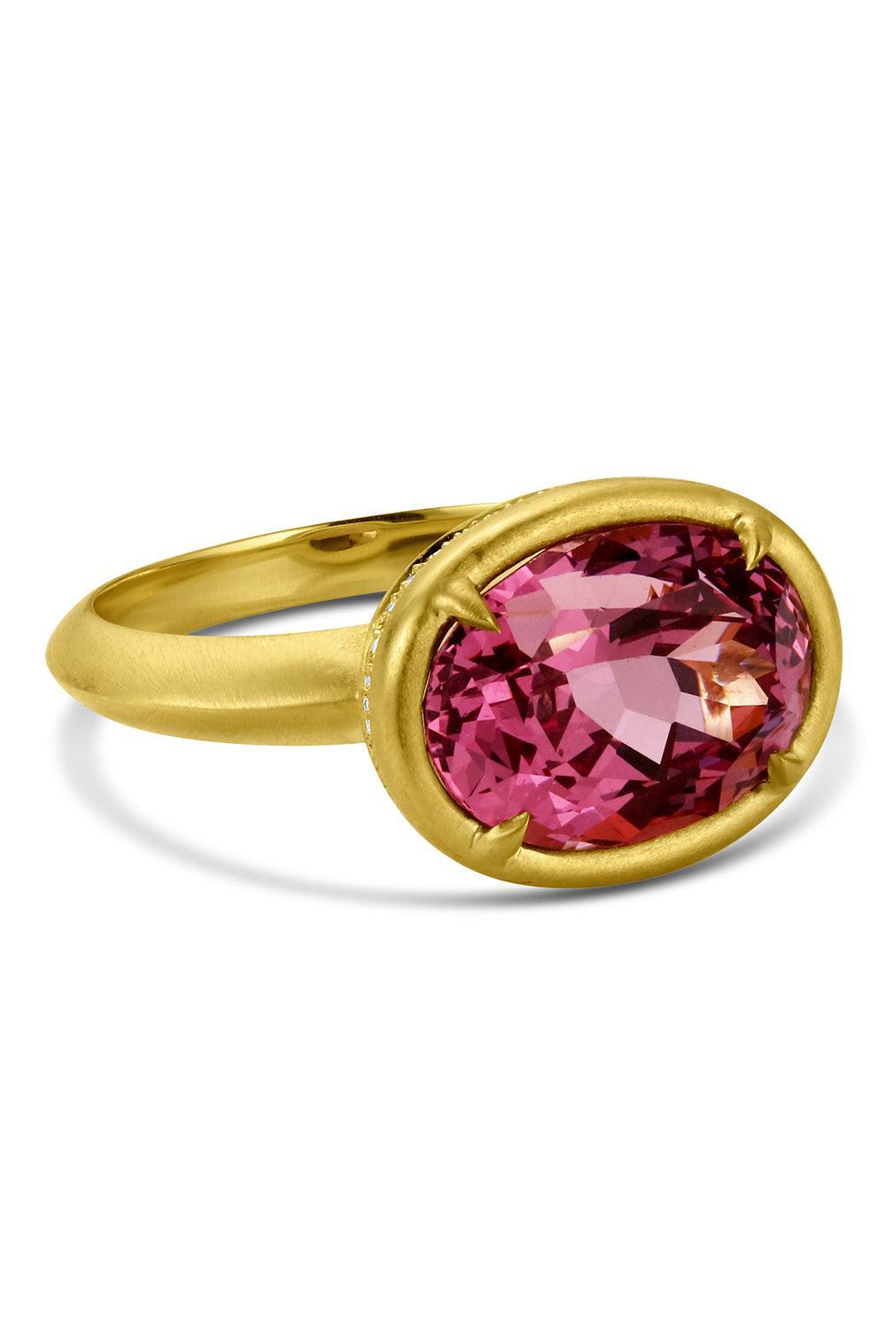Lotus Garnet Bijou Ring-YELLOW GOLD-7-JEWELRYFINE JEWELRING-LEIGH MAXWELL