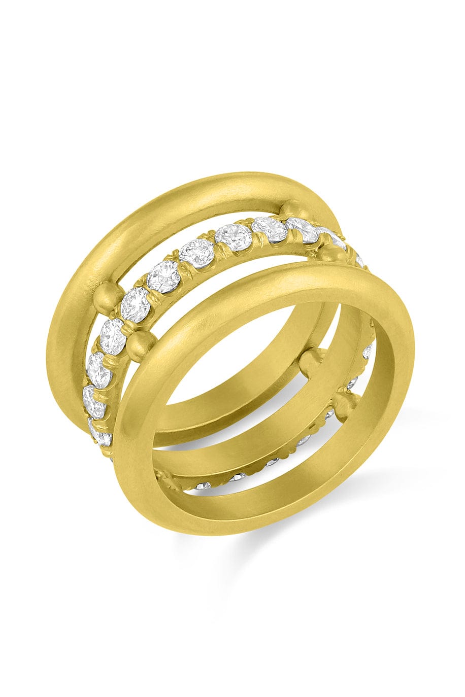 LEIGH MAXWELL-Pave Bar Triple Band Ring-YELLOW GOLD