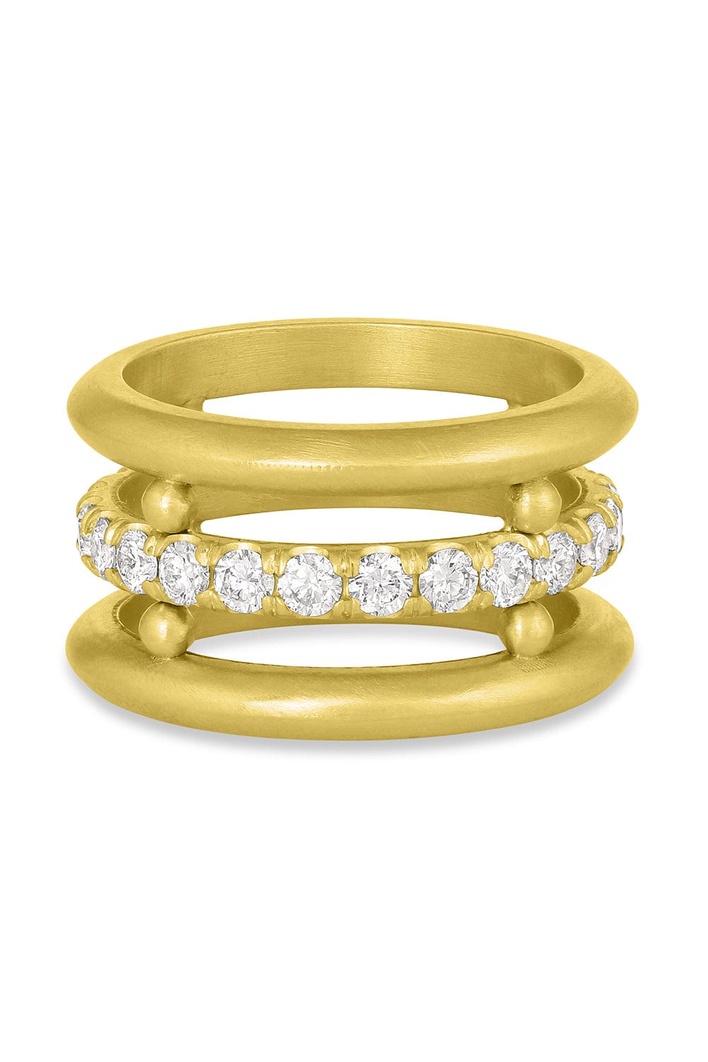 LEIGH MAXWELL-Pave Bar Triple Band Ring-YELLOW GOLD