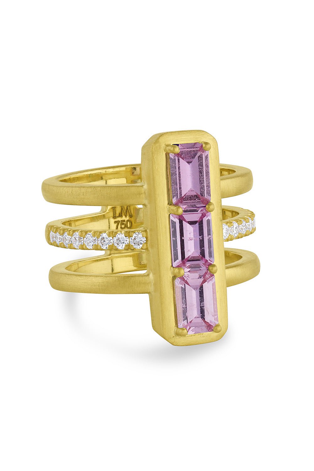 LEIGH MAXWELL-Pink Sapphire Bar Ring-YELLOW GOLD