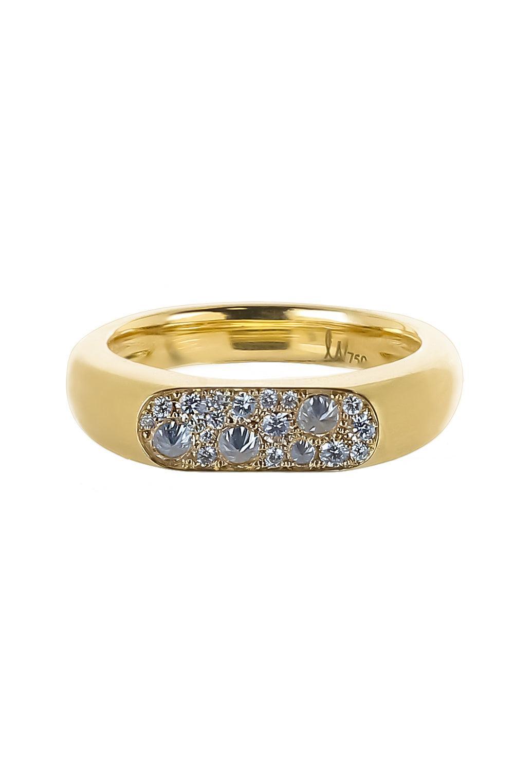 Diamond Flattened Band Ring-YELLOW GOLD-7.5-JEWELRYFINE JEWELRING-LEIGH MAXWELL