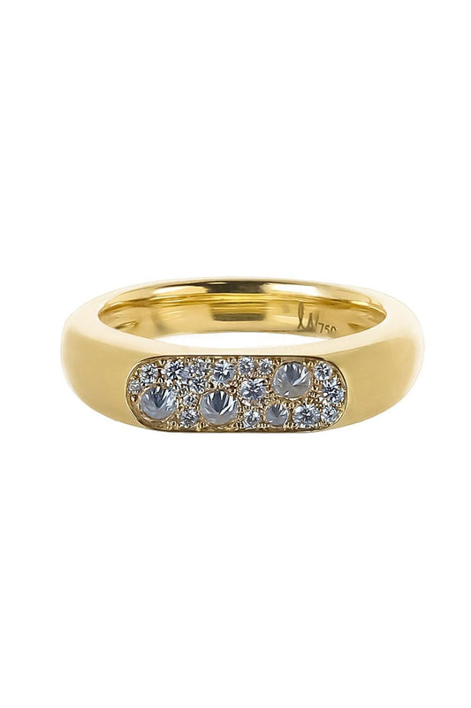 Diamond Flattened Band Ring-YELLOW GOLD-7.5-JEWELRYFINE JEWELRING-LEIGH MAXWELL