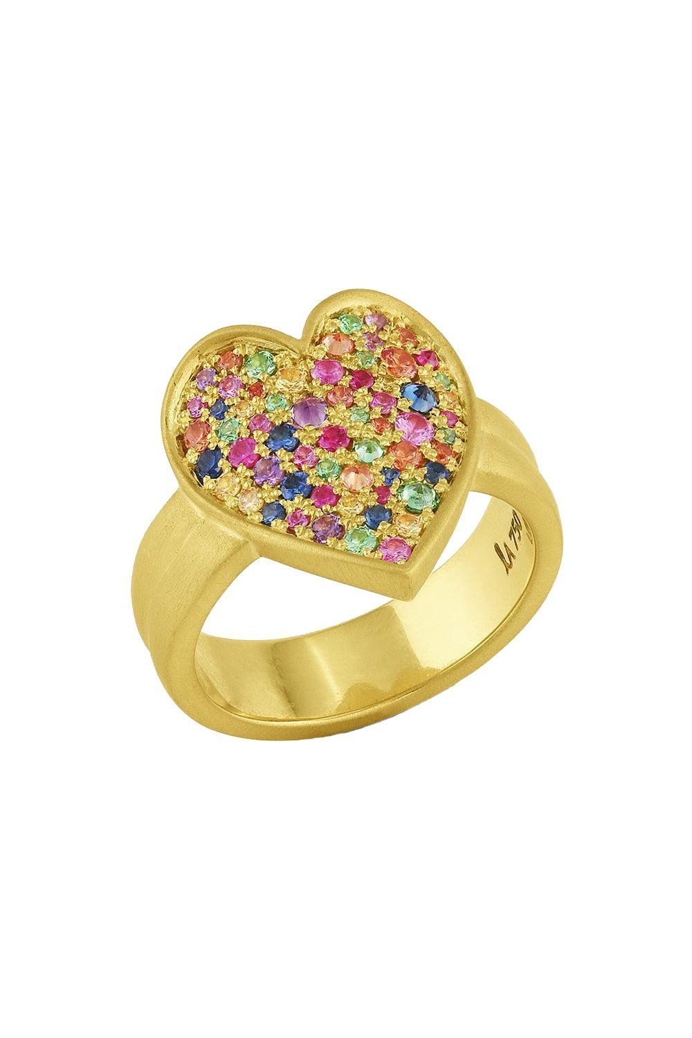 Multi Color Confetti Heart Ring-YELLOW GOLD-7.5-JEWELRYFINE JEWELRING-LEIGH MAXWELL