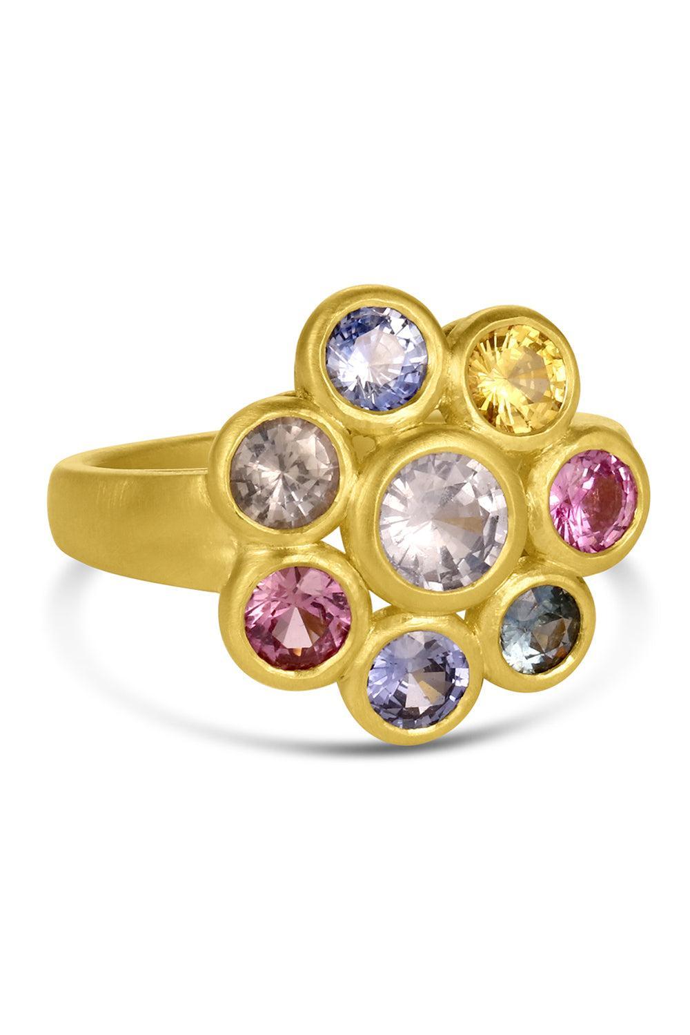 Multi Sapphire Flower Ring-YELLOW GOLD-7.5-JEWELRYFINE JEWELRING-LEIGH MAXWELL
