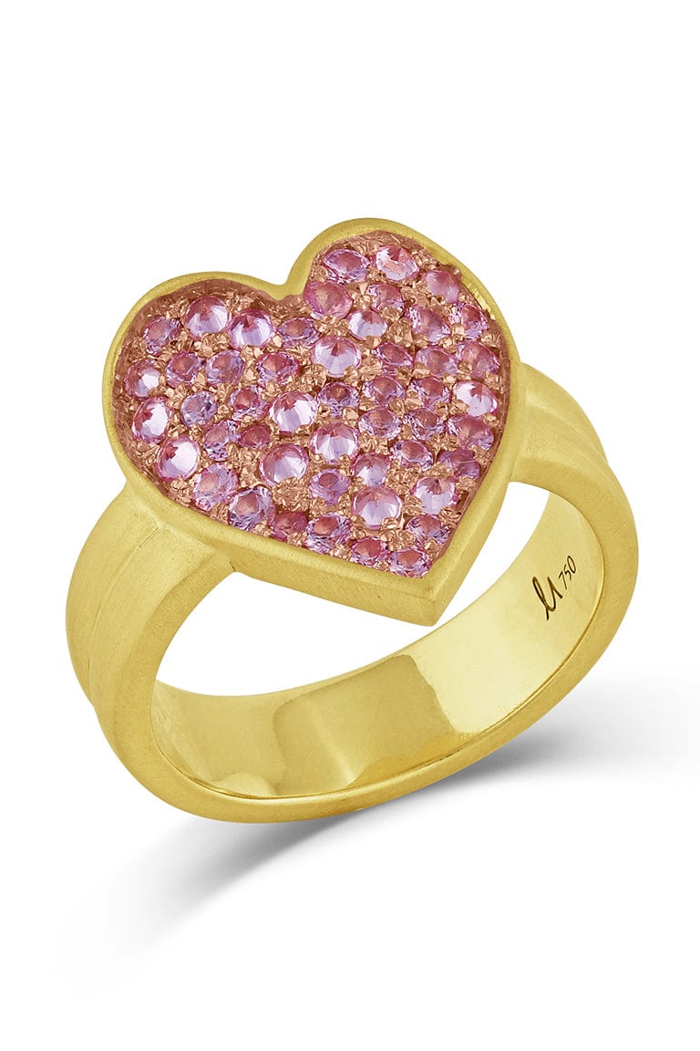 LEIGH MAXWELL-Pink Sapphire Heart Ring-YELLOW GOLD