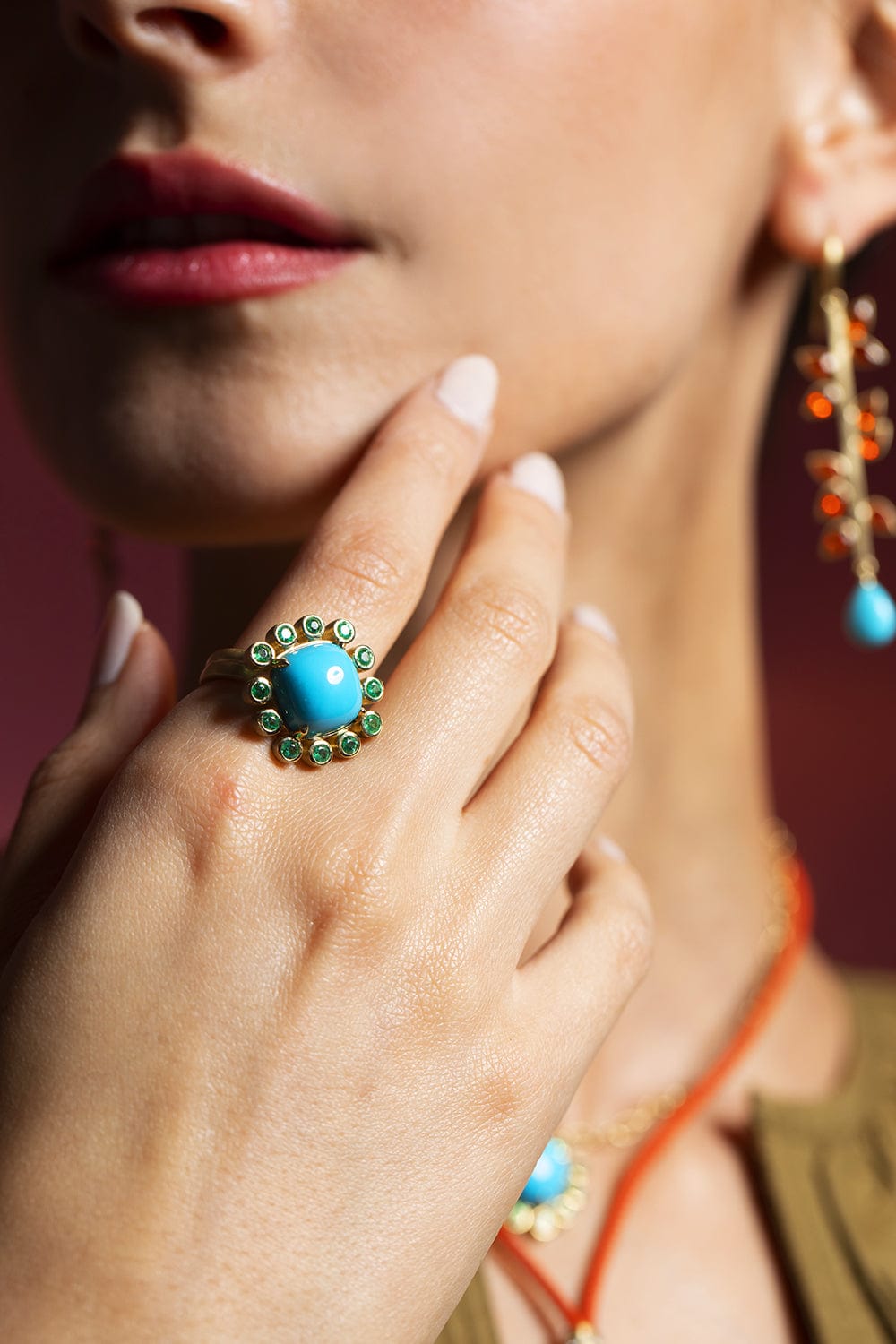 LEIGH MAXWELL-Turquoise Colors Ring-YELLOW GOLD