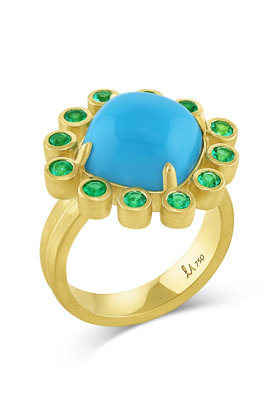 LEIGH MAXWELL-Turquoise Colors Ring-YELLOW GOLD