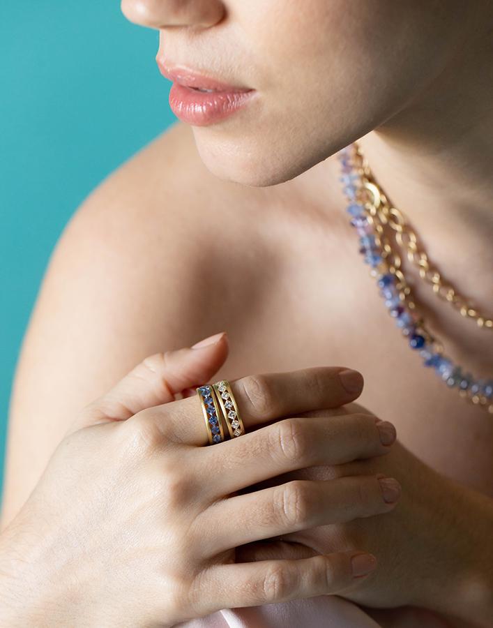 LEIGH MAXWELL-Ameerah Princess Cut Diamond Band-YELLOW GOLD