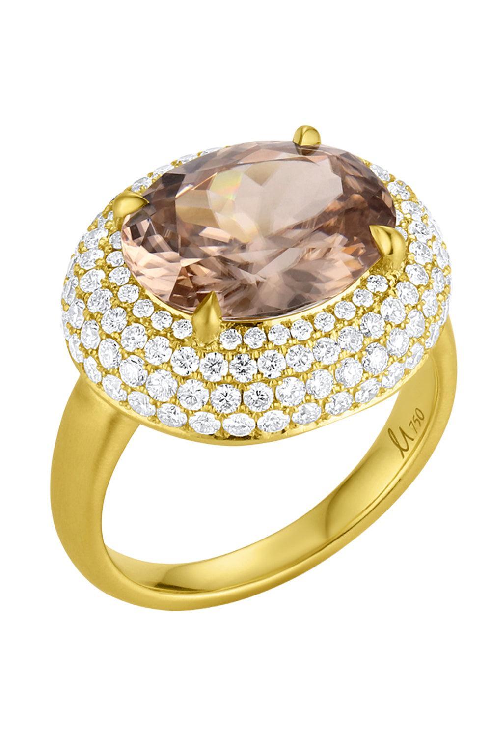 Mocha Zircon Diamond Bauble Ring-YELLOW GOLD-8-JEWELRYFINE JEWELRING-LEIGH MAXWELL
