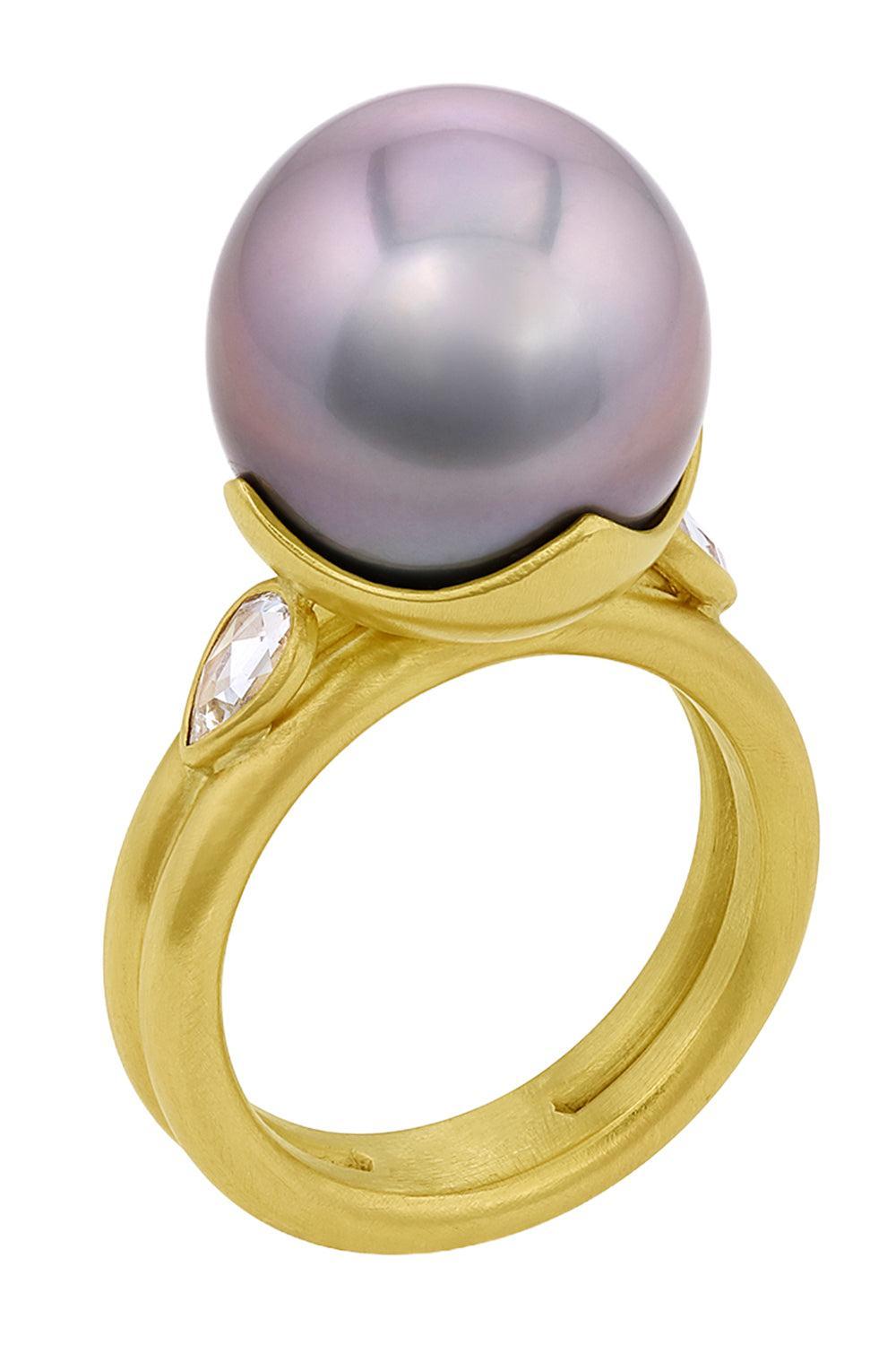 Tahitian Pearl Diamond Bahari Ring-YELLOW GOLD-8-JEWELRYFINE JEWELRING-LEIGH MAXWELL