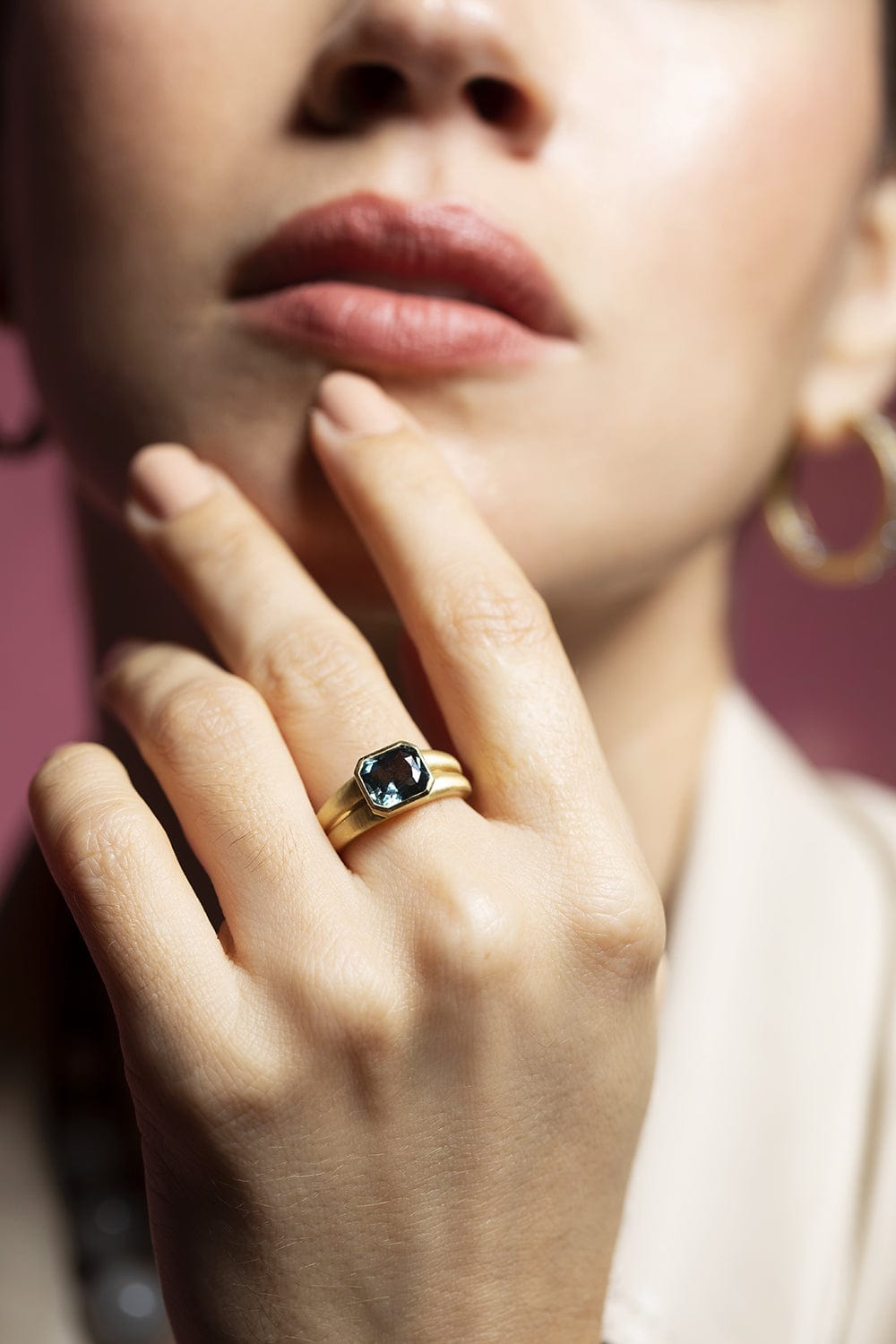 LEIGH MAXWELL-East/West Sapphire Ring-YELLOW GOLD