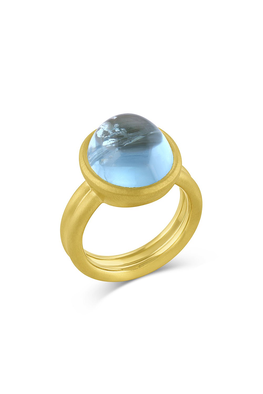 LEIGH MAXWELL-Puffed Aquamarine Cabochon Ring-YELLOW GOLD
