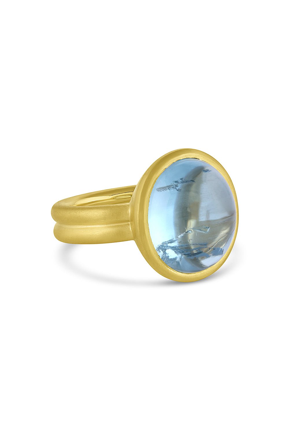 LEIGH MAXWELL-Puffed Aquamarine Cabochon Ring-YELLOW GOLD