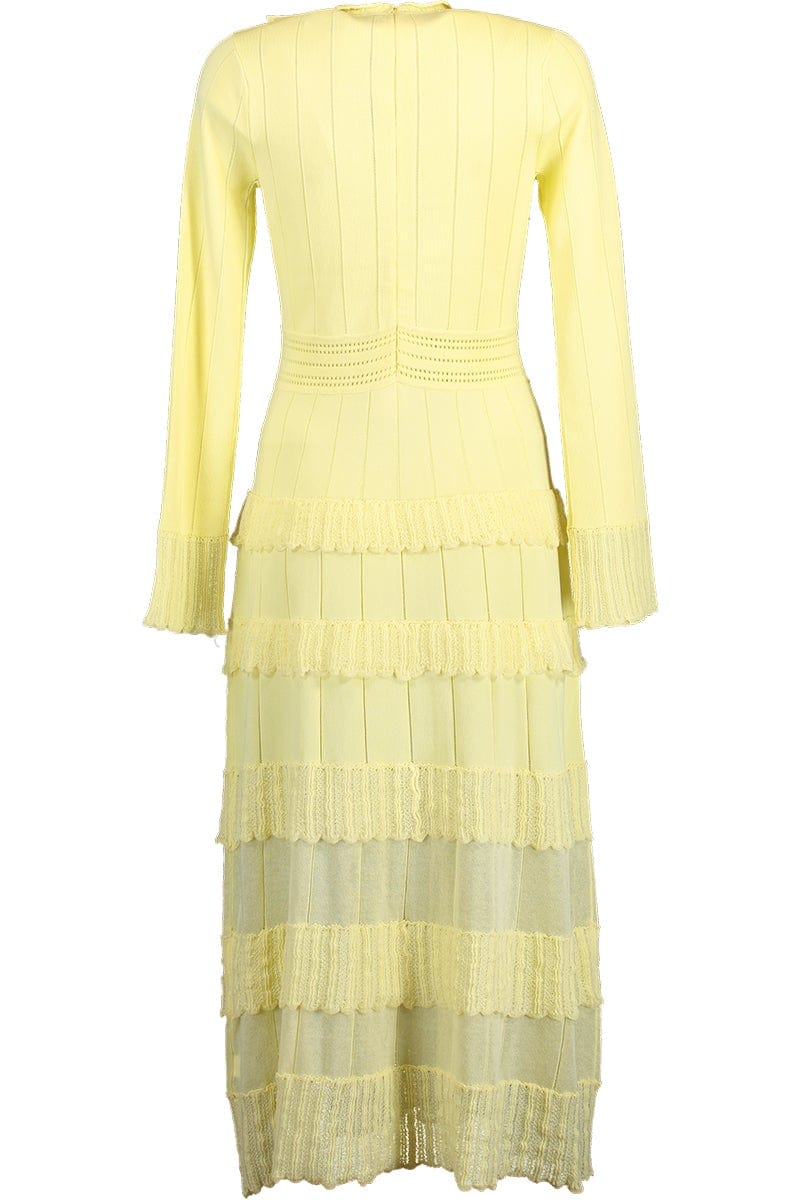 LELA ROSE-Long Sleeve Midi Dress - Limoncello-