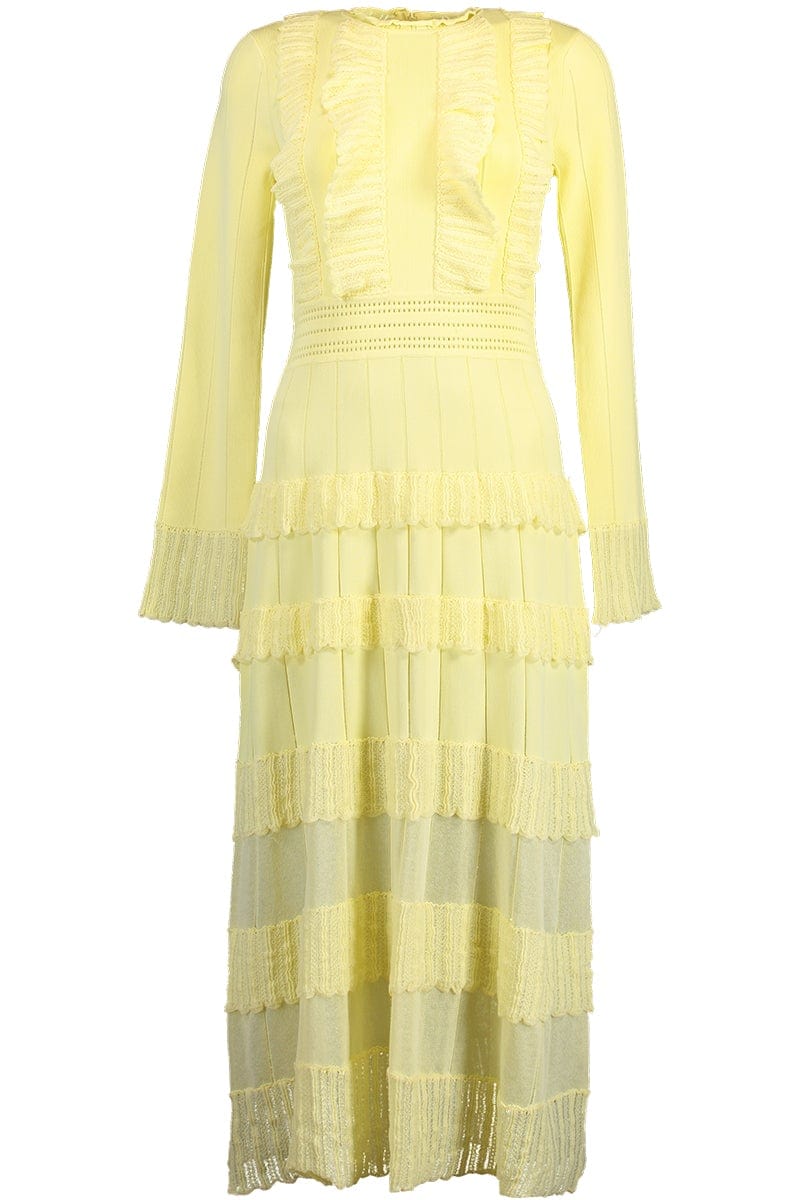 LELA ROSE-Long Sleeve Midi Dress - Limoncello-