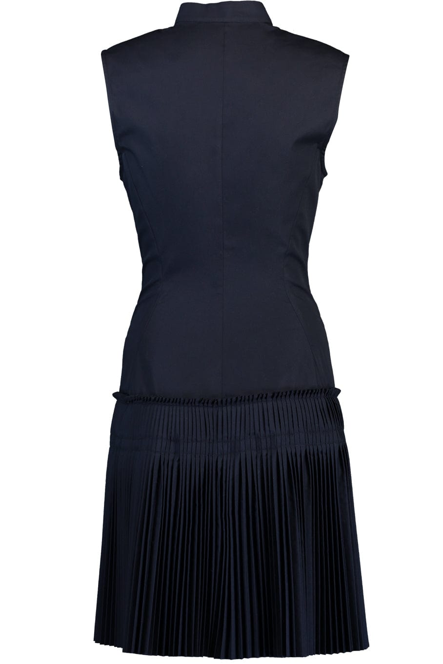 LELA ROSE-Pleated Flare Hem Dress - Navy-