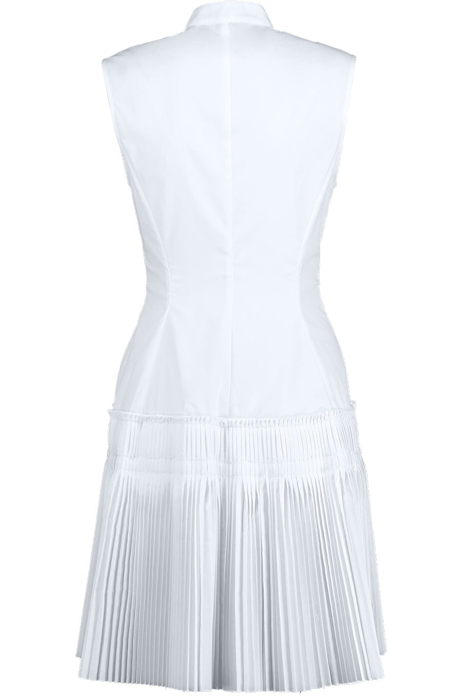 LELA ROSE-Pleated Flare Hem Dress - White-