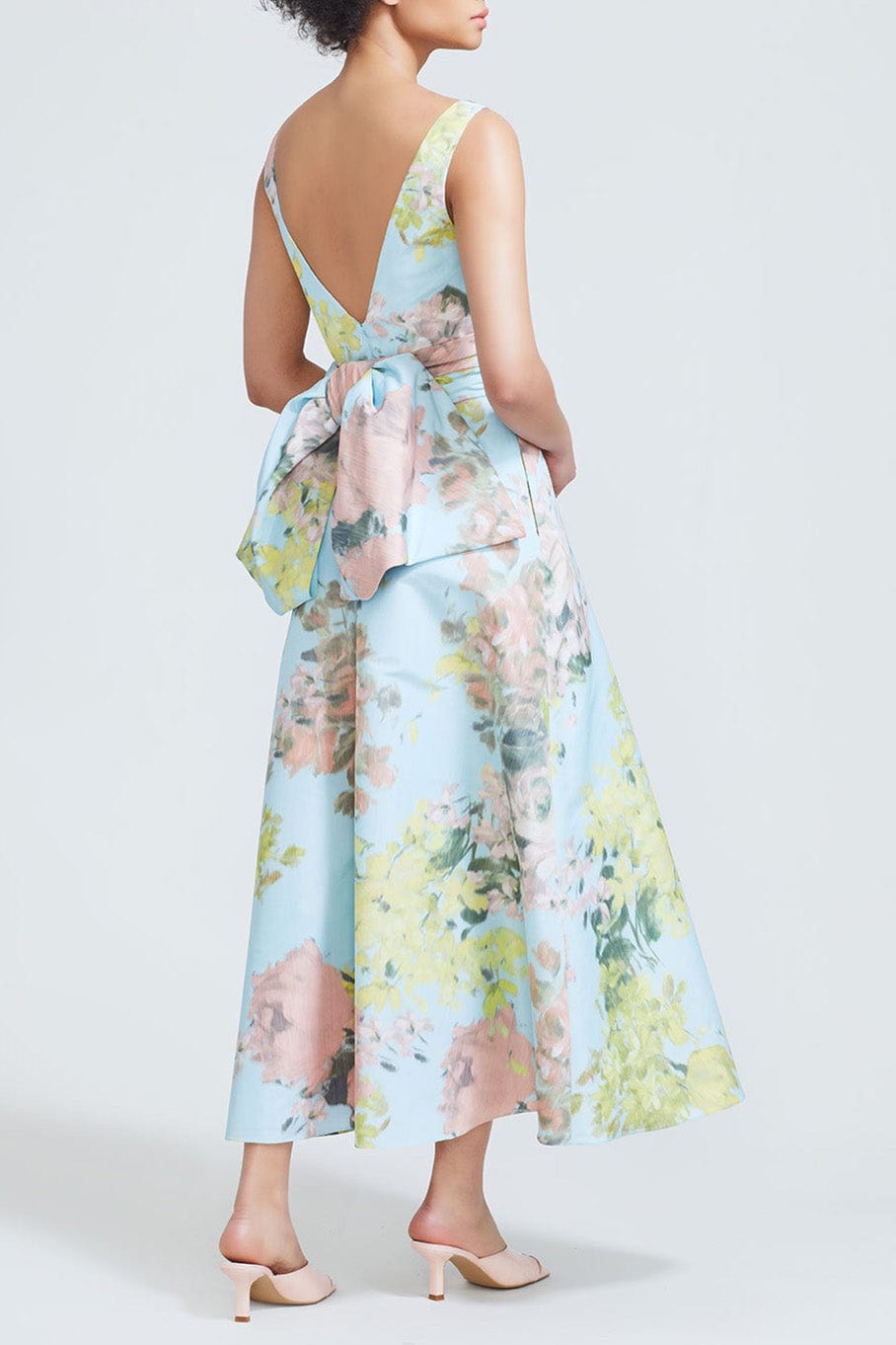 LELA ROSE-V Neck Bow Detail Dress-