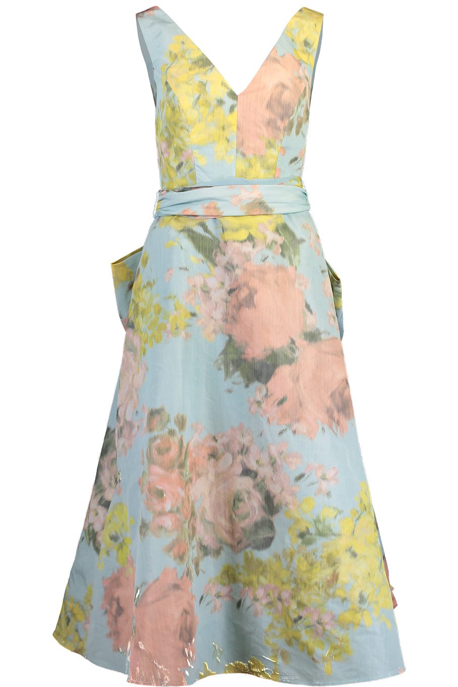LELA ROSE-V Neck Bow Detail Dress-