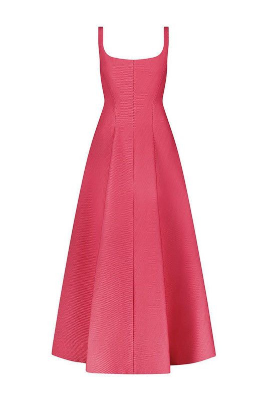 Seam Detail Scoop Neck Midi Dress-BERRY-4-CLOTHINGDRESSCOCKTAIL-LELA ROSE