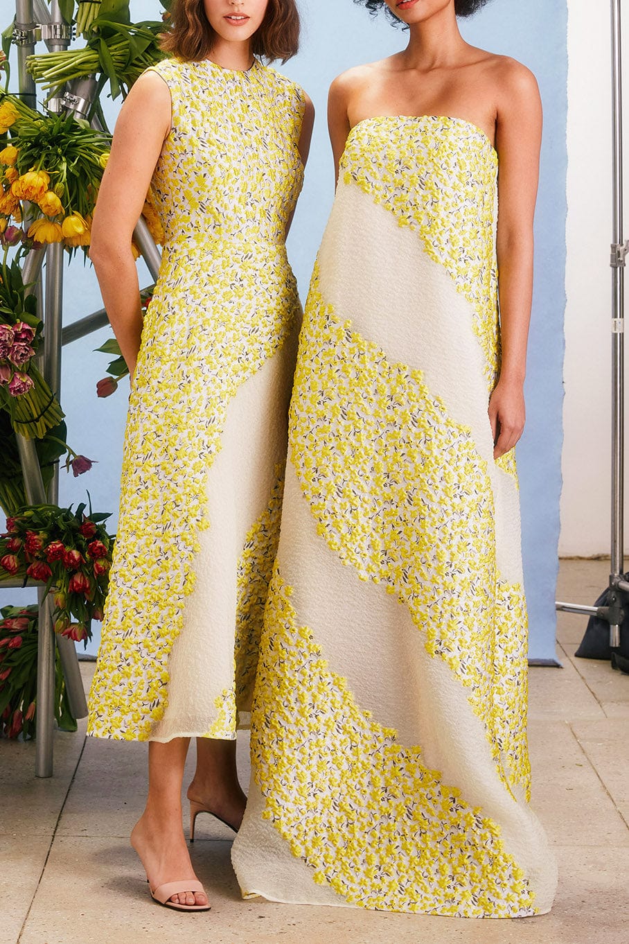 LELA ROSE-Floral Full Skirt Dress-