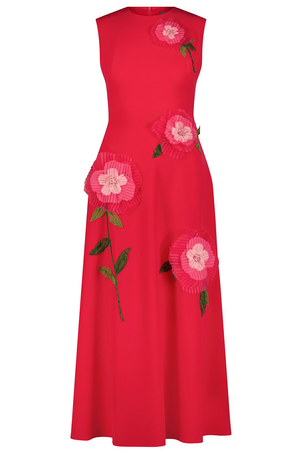 LELA ROSE-Embroidered Full Skirt Dress-