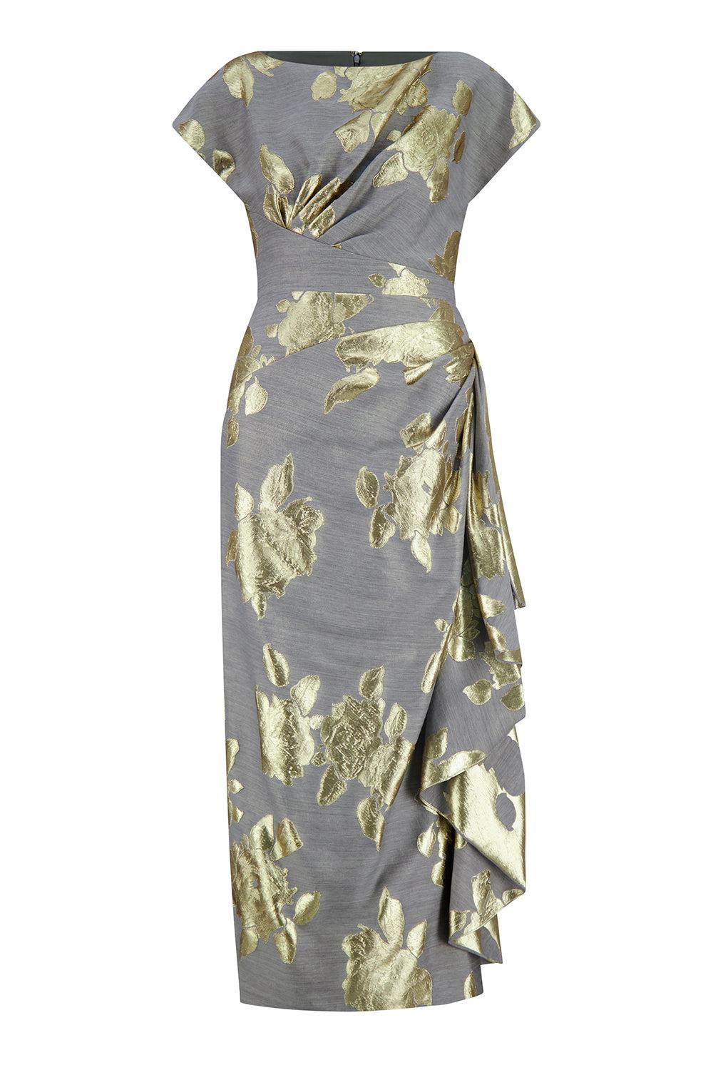 Florence Foral Coupe Dress-GOLD-4-CLOTHINGDRESSCOCKTAIL-LELA ROSE