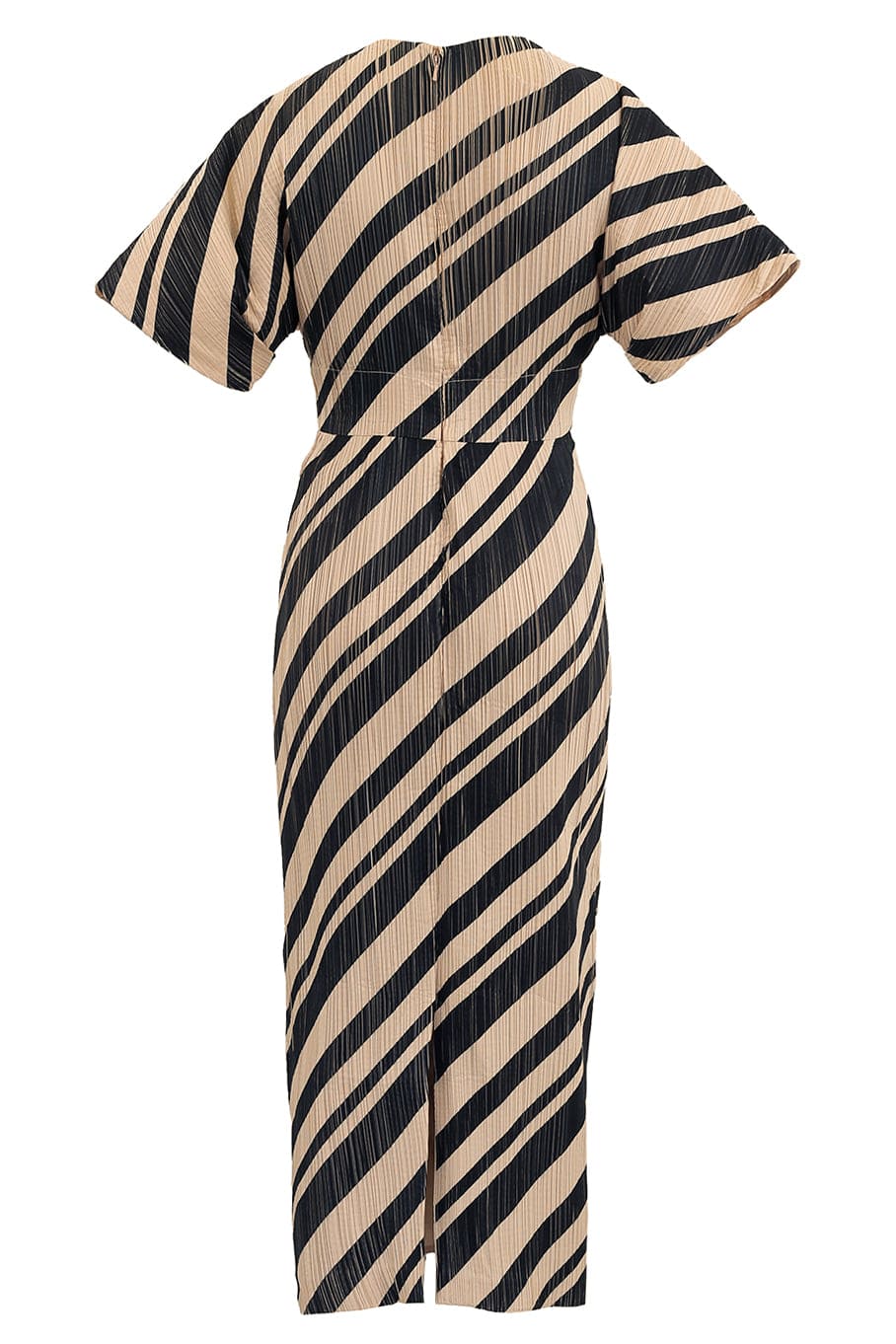 LELA ROSE-Pleated Taffeta V Neck Sheath - Sand-