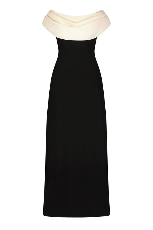 Crowl Neck Wool Gown-BLACK-6-CLOTHINGDRESSGOWN-LELA ROSE