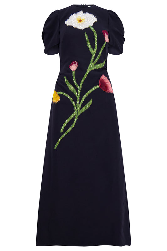 Ikat Floral Embroidered Gown-BLUE-6-CLOTHINGDRESSGOWN-LELA ROSE