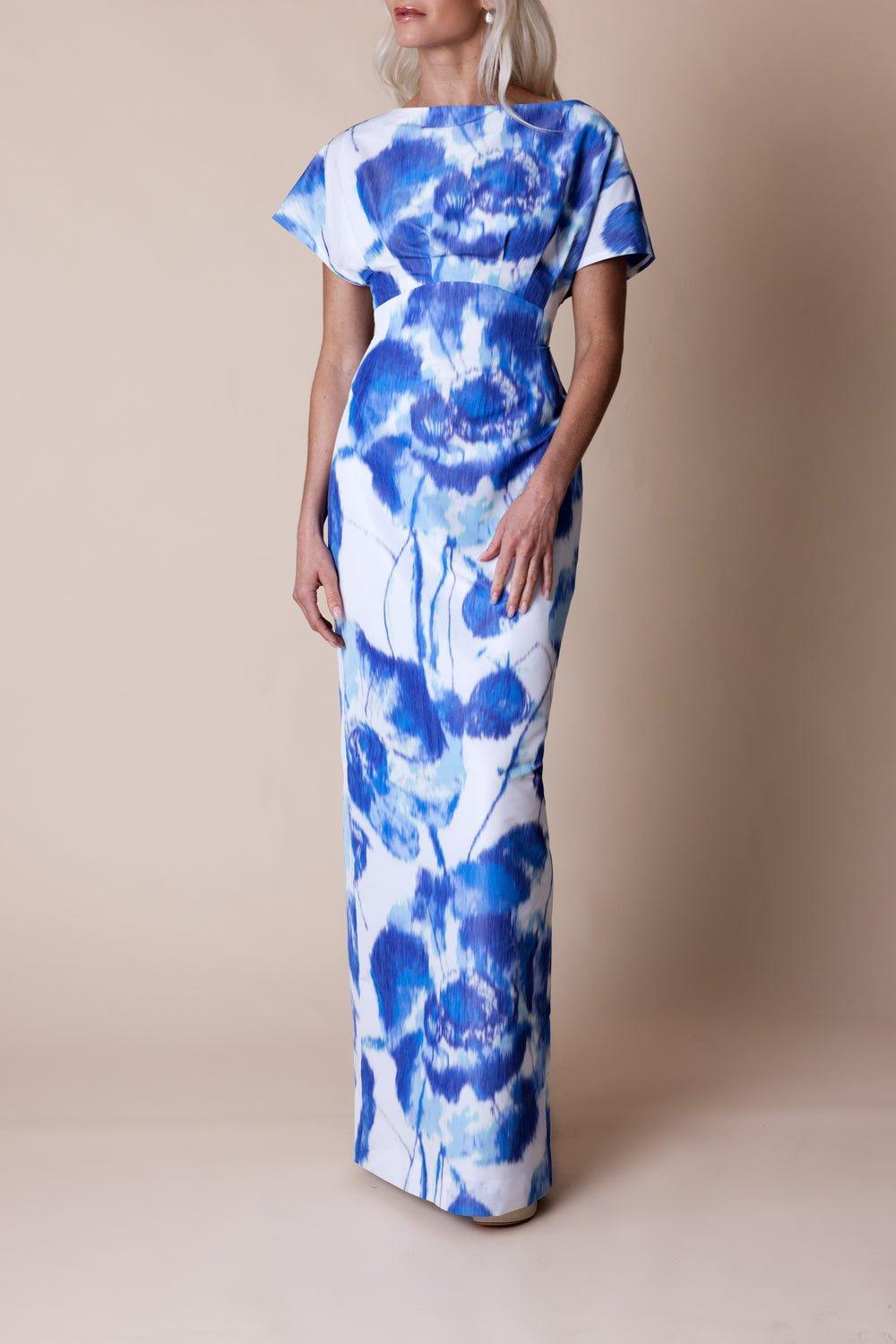 LELA ROSE-Floral Boat Neck Gown-