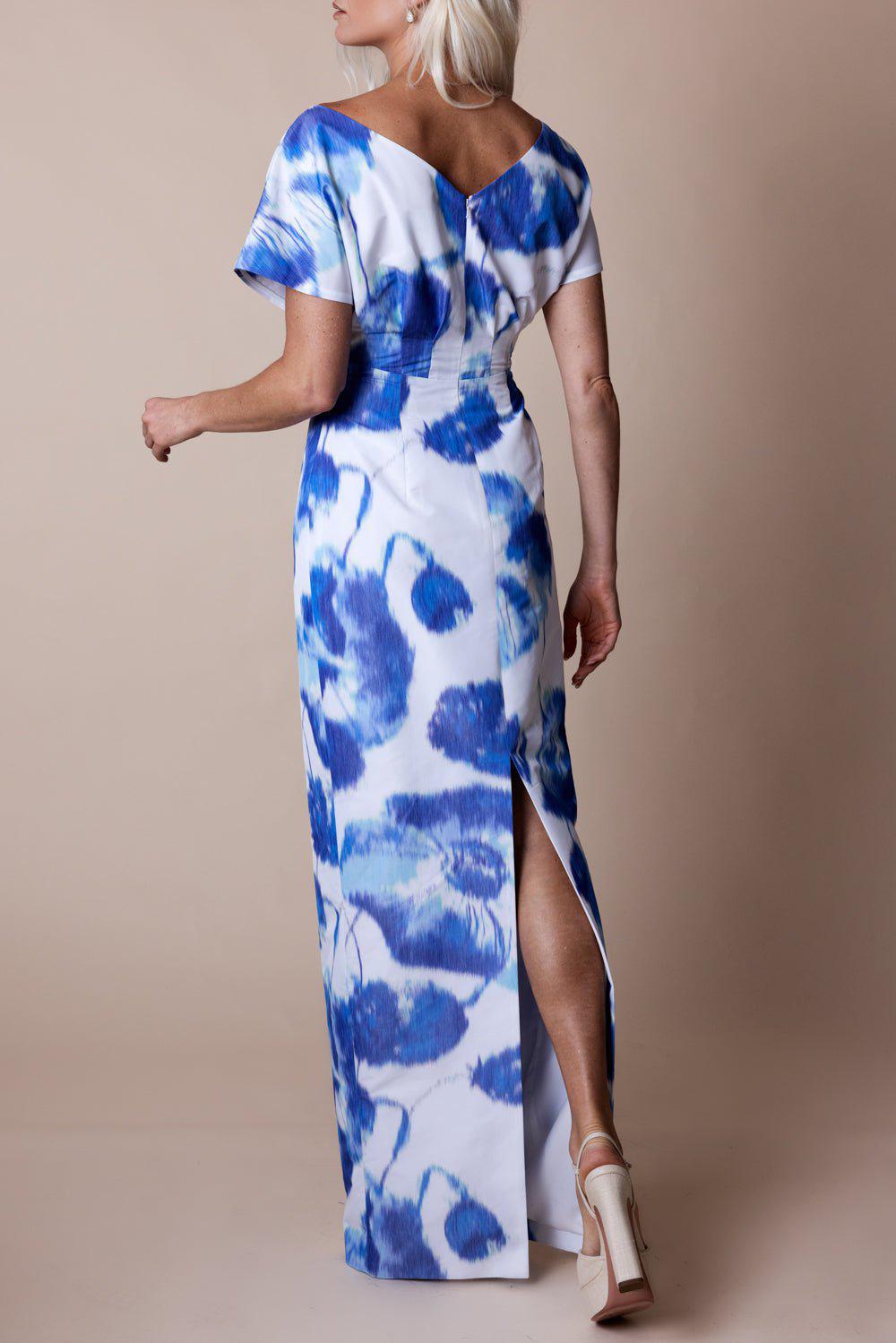 LELA ROSE-Floral Boat Neck Gown-