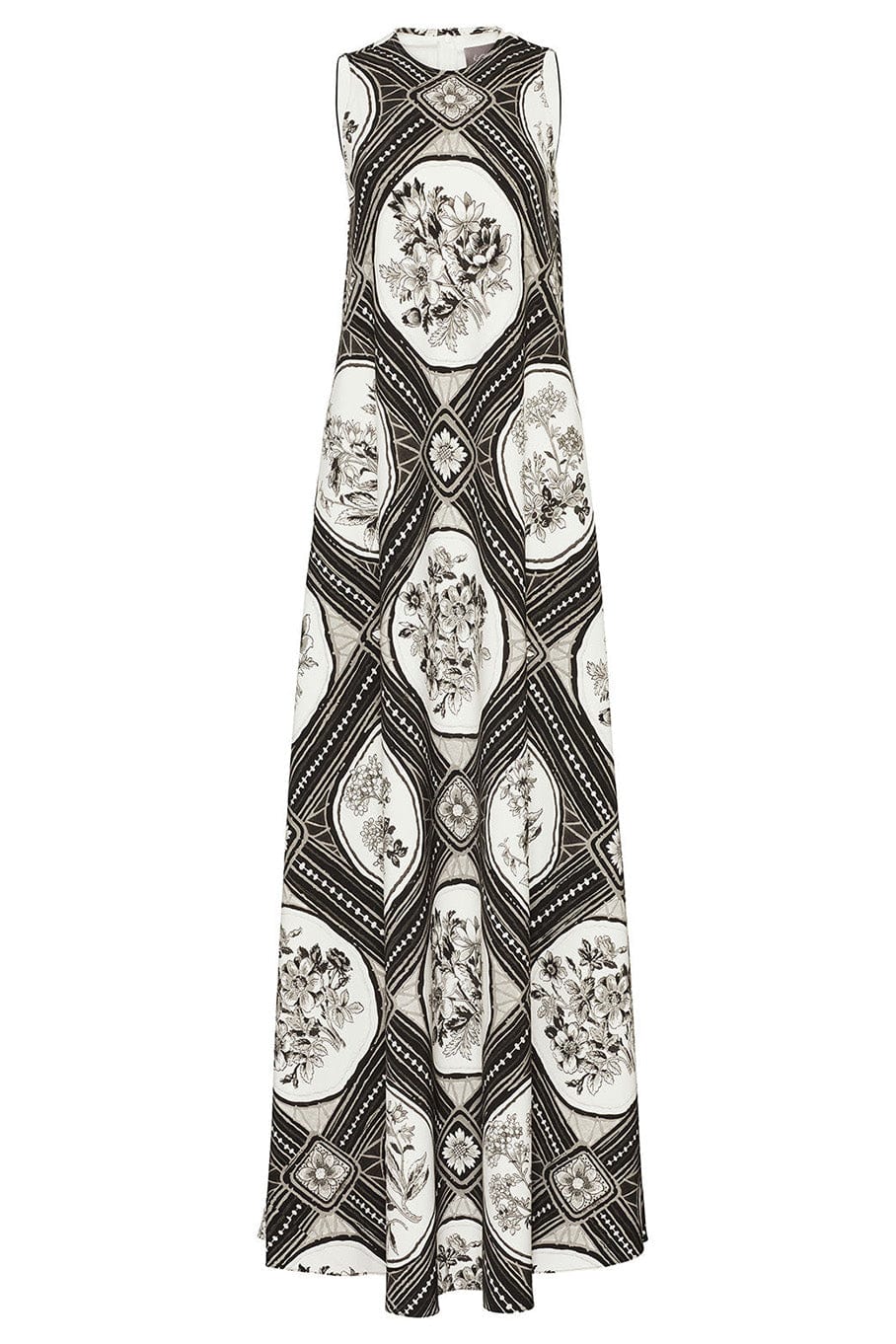LELA ROSE-Floral Crepe Halter Gown-