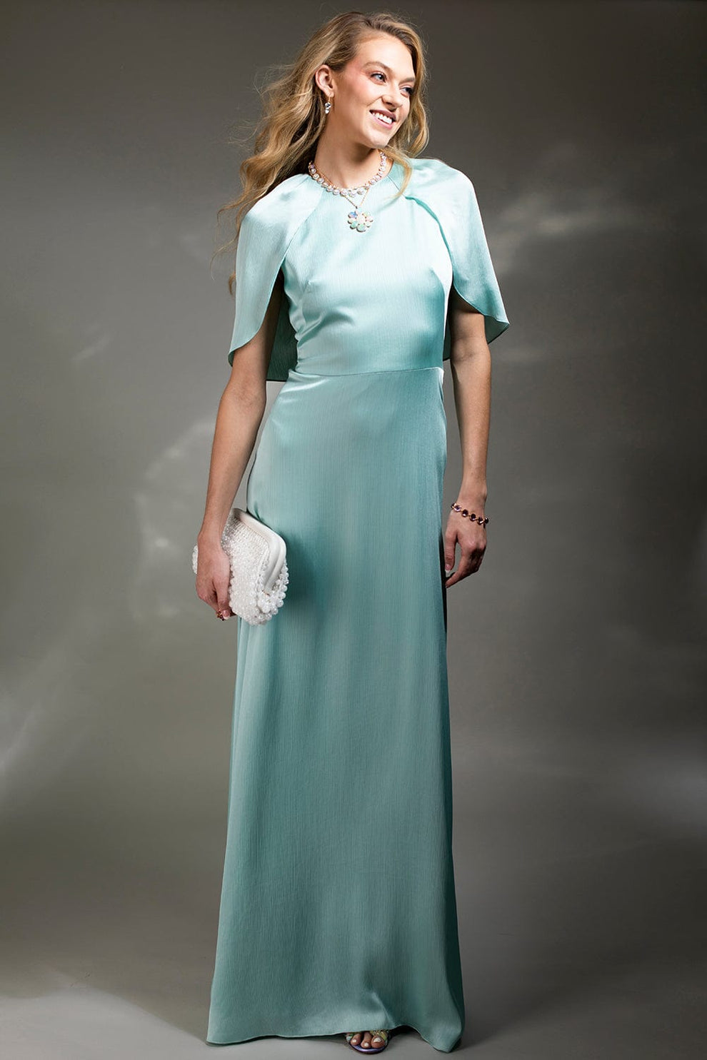 Lela Rose Capelet-sleeve Plissé Gown Lela Rose Capelet-sleeve Plissé Gown