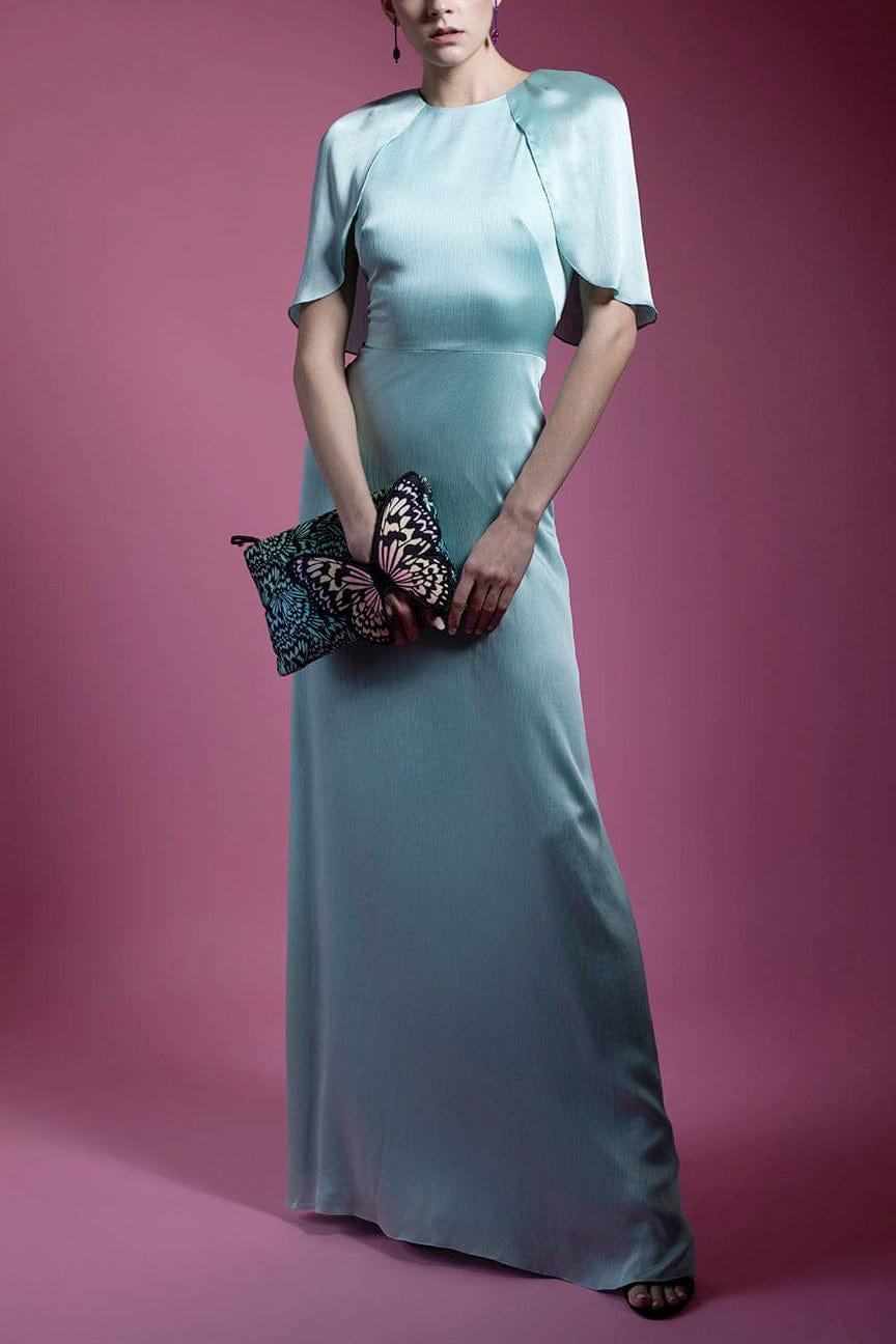 Plisse Chiffon Capelet Gown | LELA ROSE Marissa Collections Plisse Chiffon Capelet Gown | LELA ROSE Marissa Collections