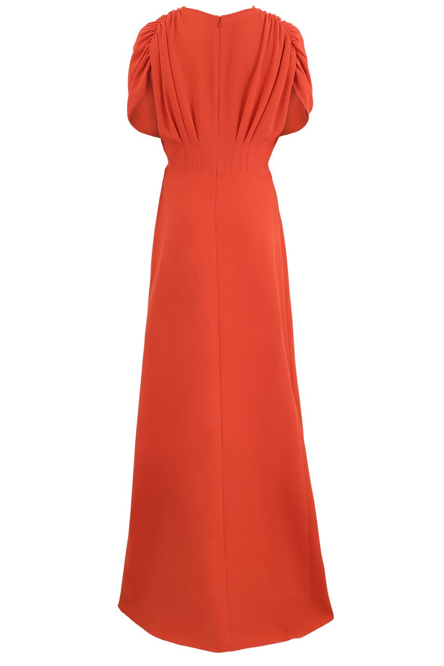 LELA ROSE-Floral Embroidered V Neck Gown-VERMILL