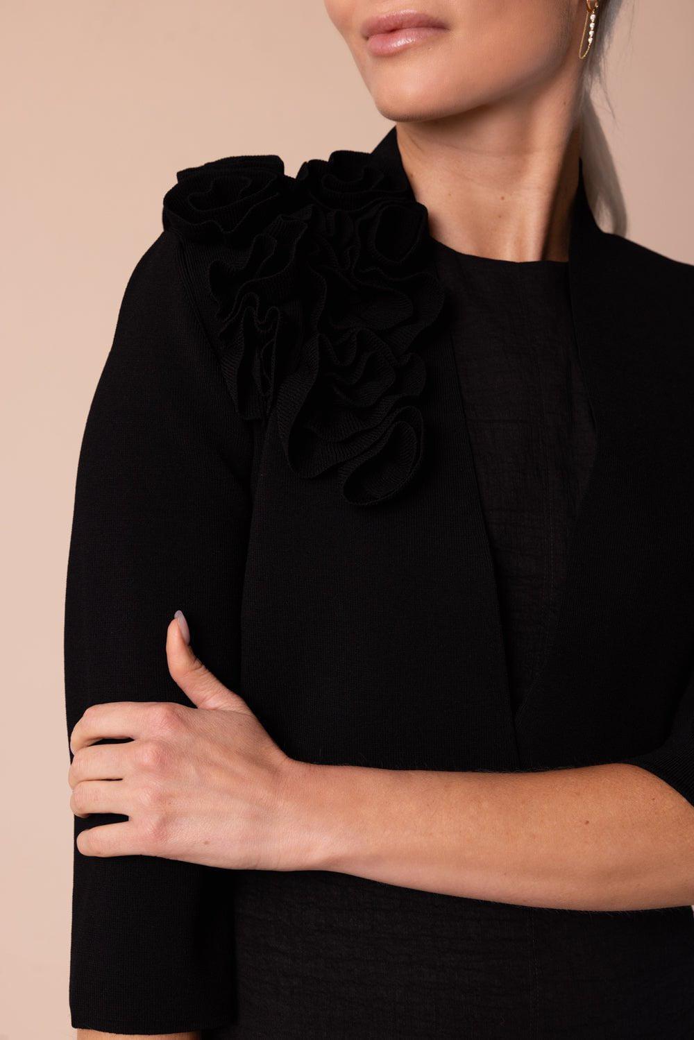 LELA ROSE-Ruffle Bolero - Black-