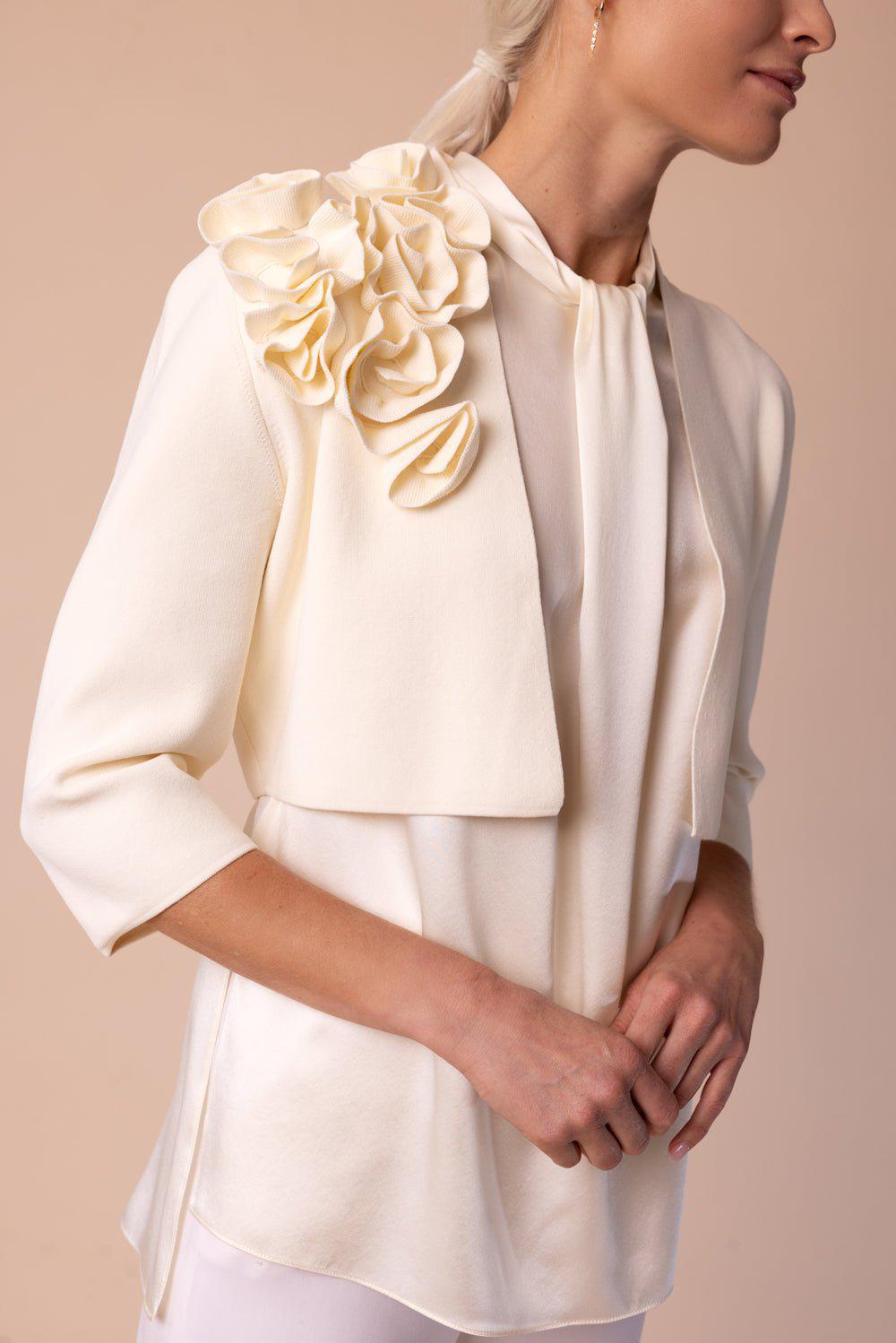 LELA ROSE-Ruffle Bolero - Ivory-