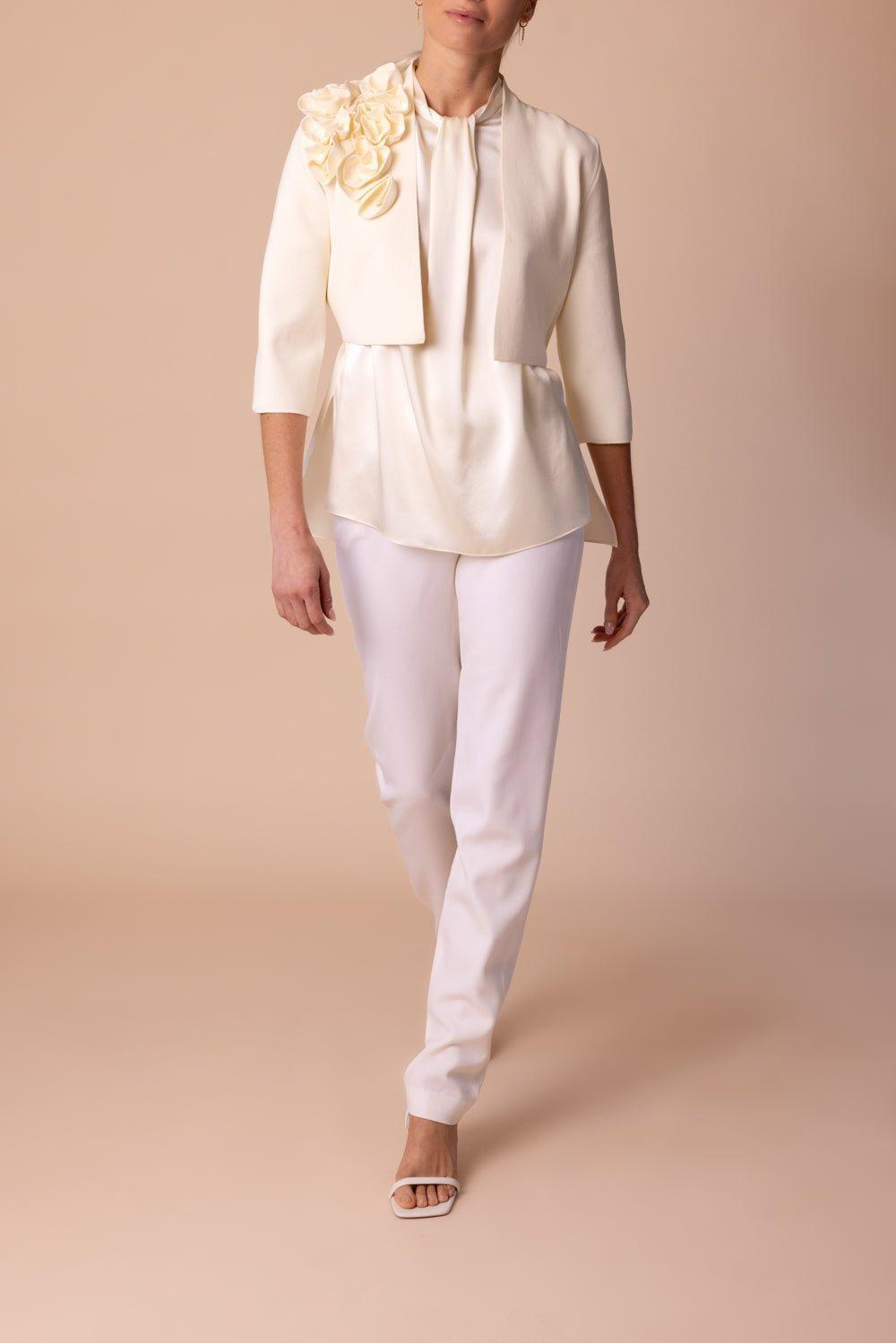 LELA ROSE-Ruffle Bolero - Ivory-