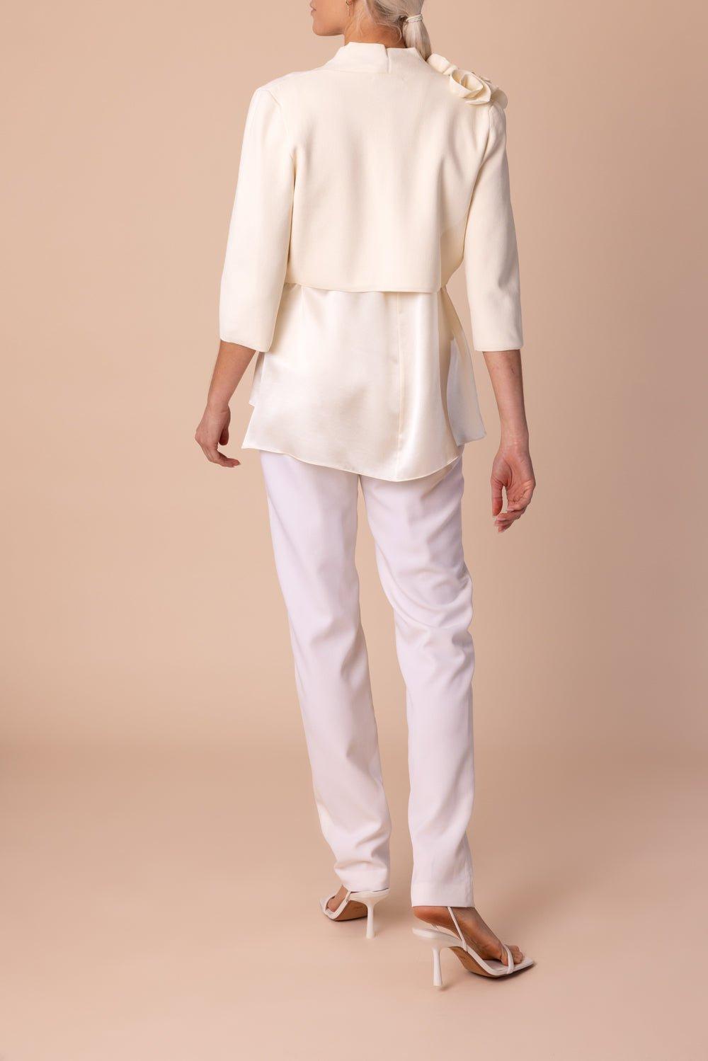 LELA ROSE-Ruffle Bolero - Ivory-