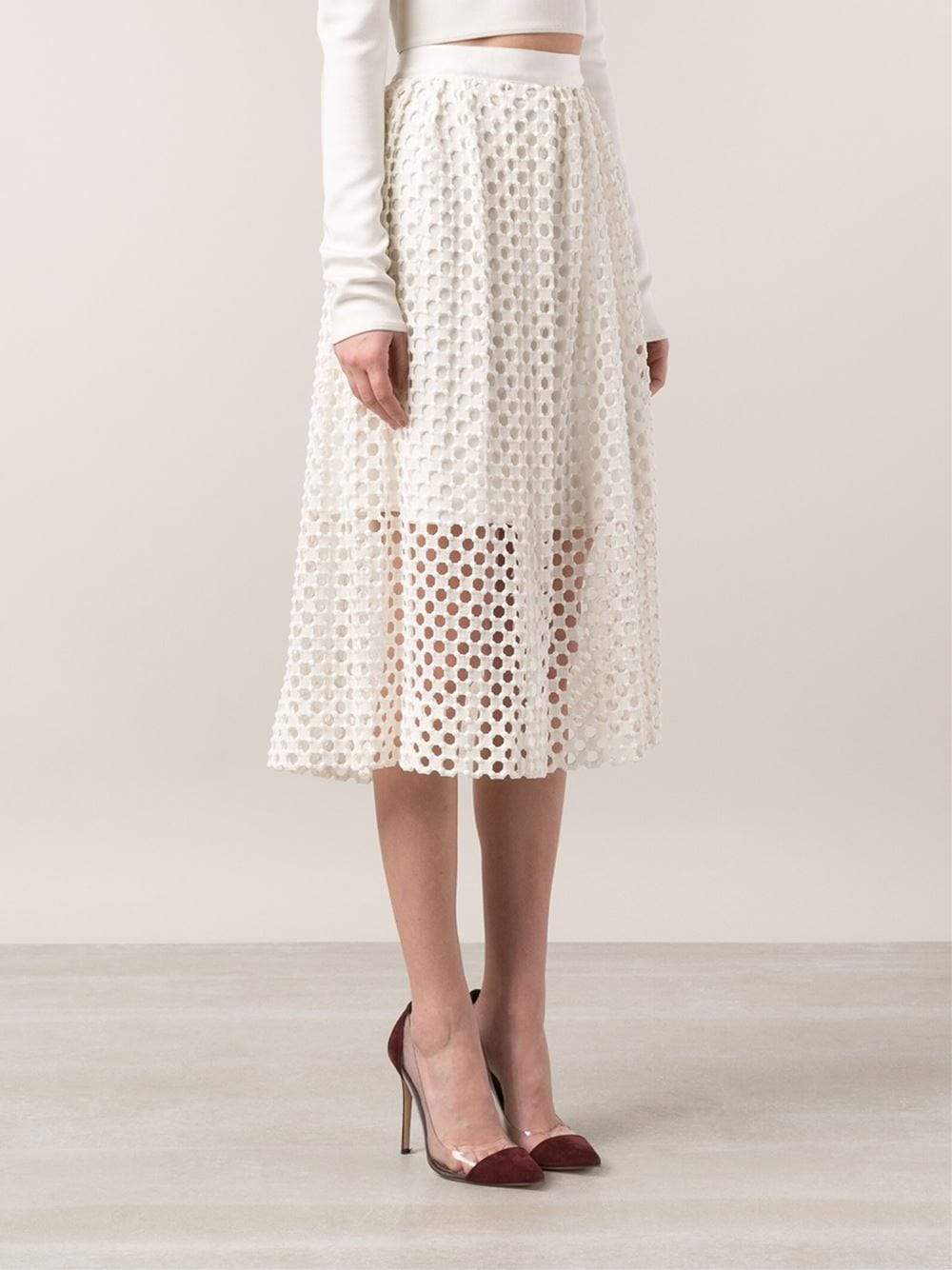 LELA ROSE-Guipure Lace Skirt-