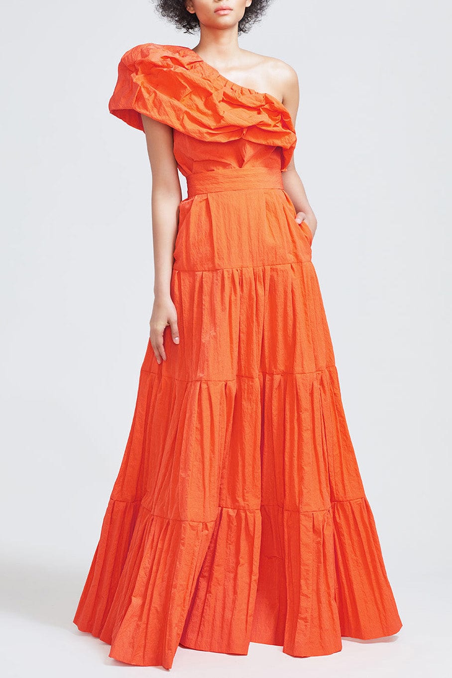 LELA ROSE-Tiered Full Skirt - Vermillion-