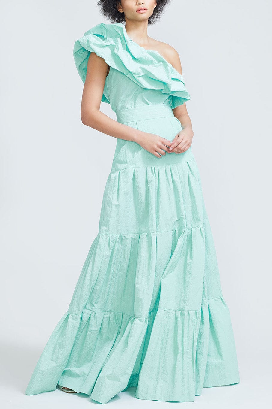 LELA ROSE-One Shoulder Top - Seafoam-