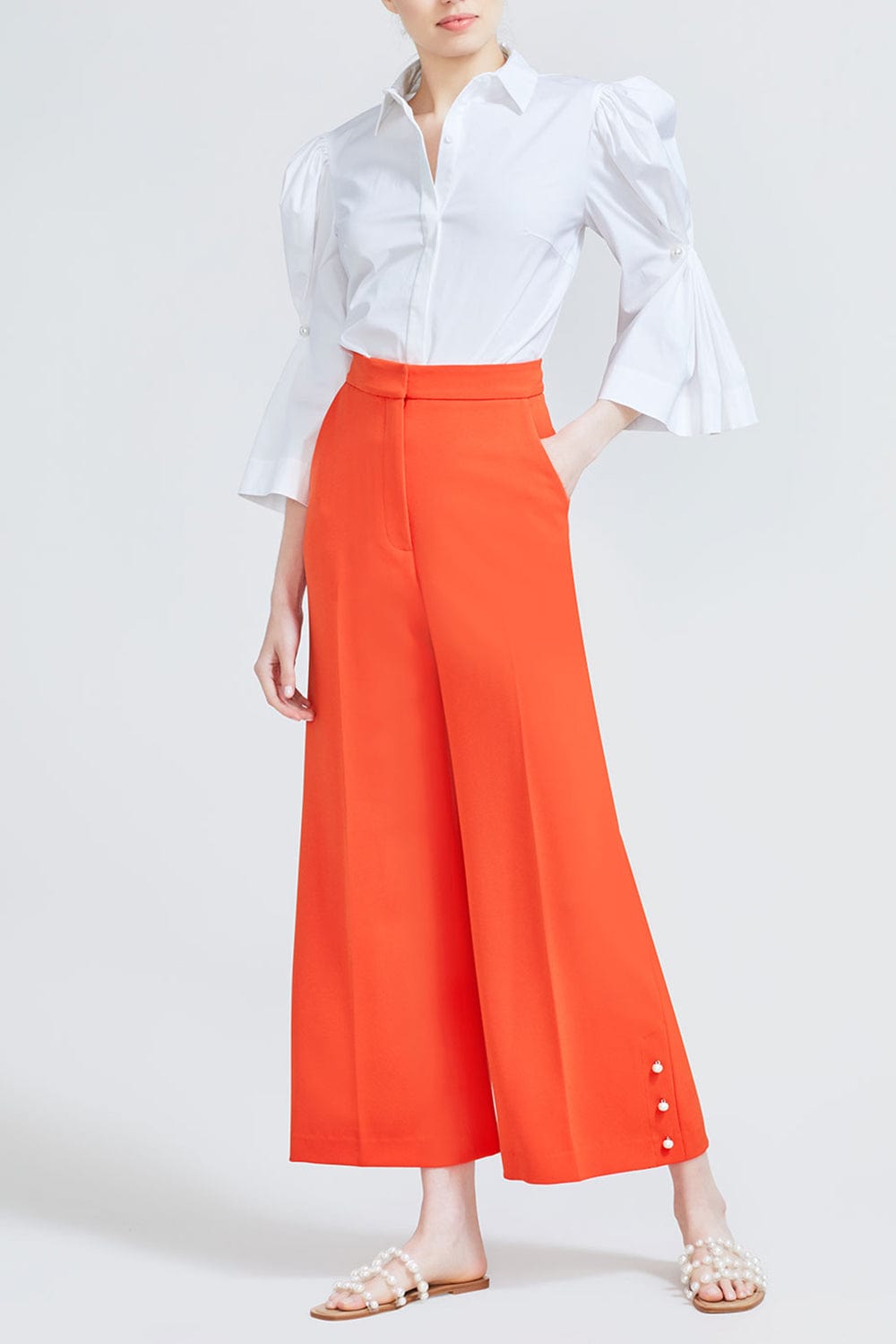 LELA ROSE-Pearl Detail Top - White-