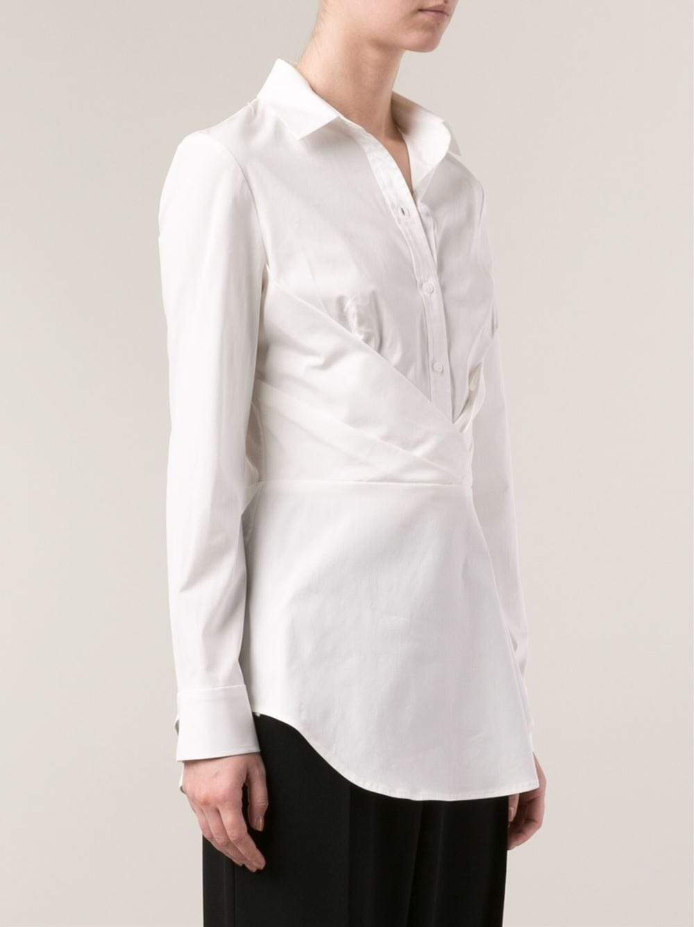 LELA ROSE-Wrap Front Button Up Blouse-