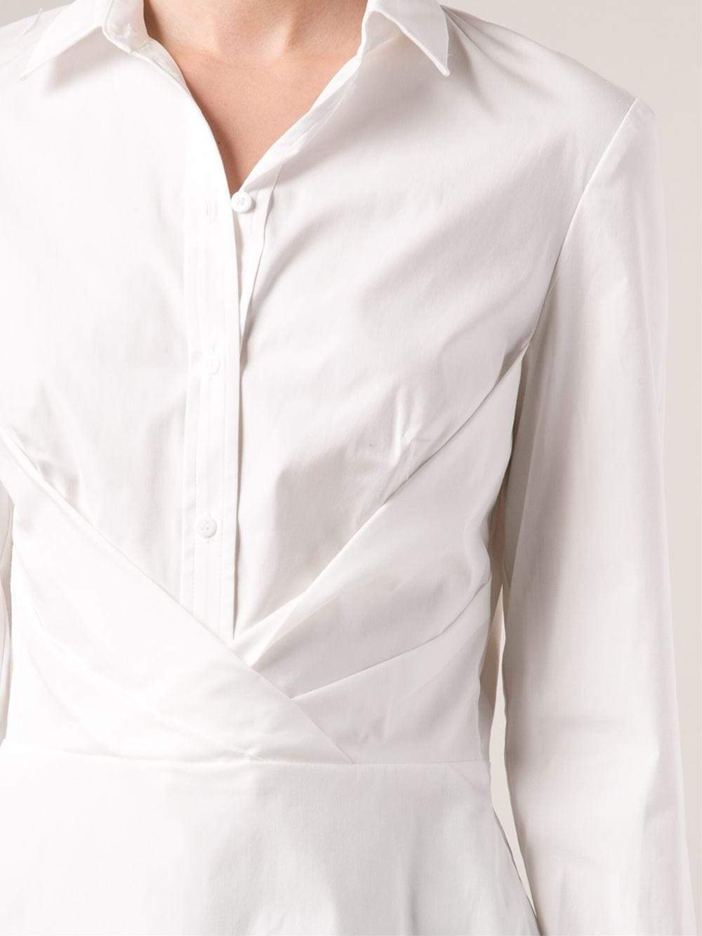 LELA ROSE-Wrap Front Button Up Blouse-